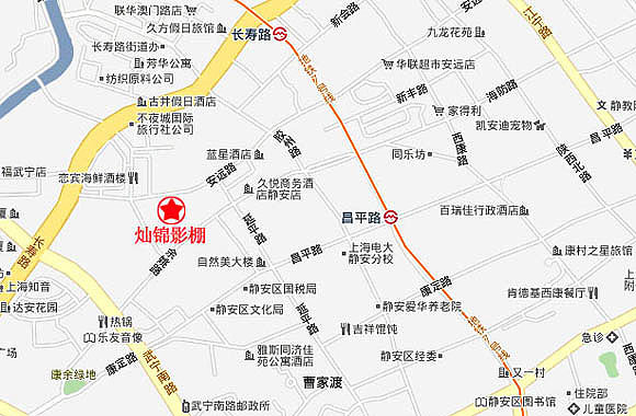 灿锦影棚 静安区余姚路 地图示意